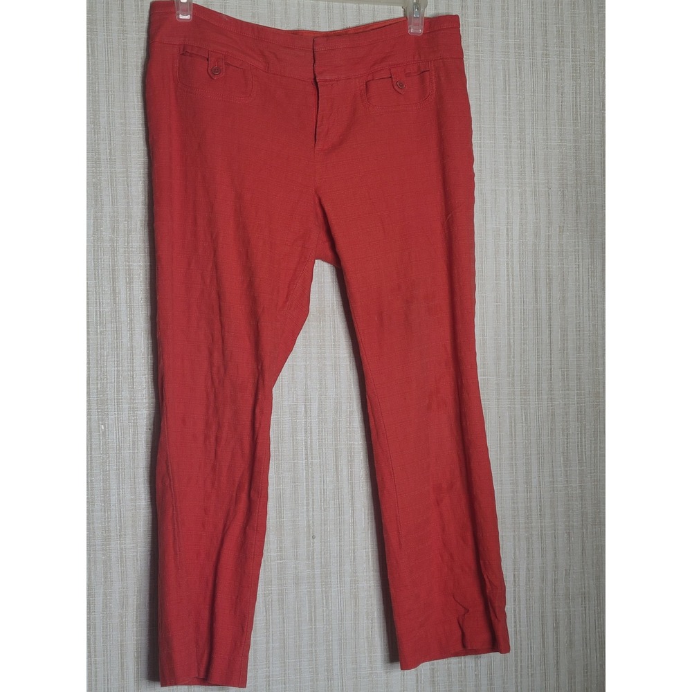 Anthopologie Cartonniers Charlie Crop Flare Pants Coral Red Size 12 Textured